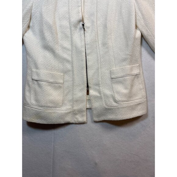 Perry Ellis Womens Textured Cream Blazer Jacket Size 8 - Picture 3 of 13